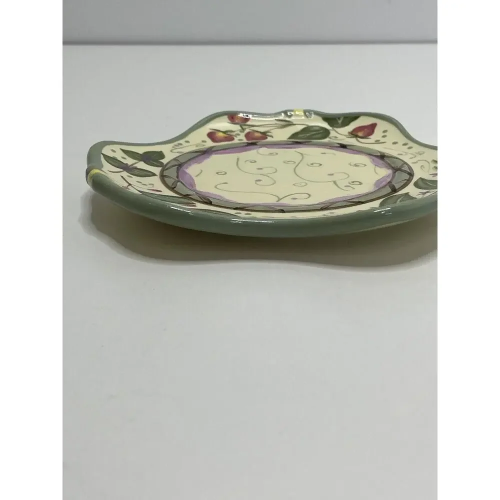 Partylite Strawberry Fields Candle Ceramic Plate EUC Retired Home Decor 6 Inches